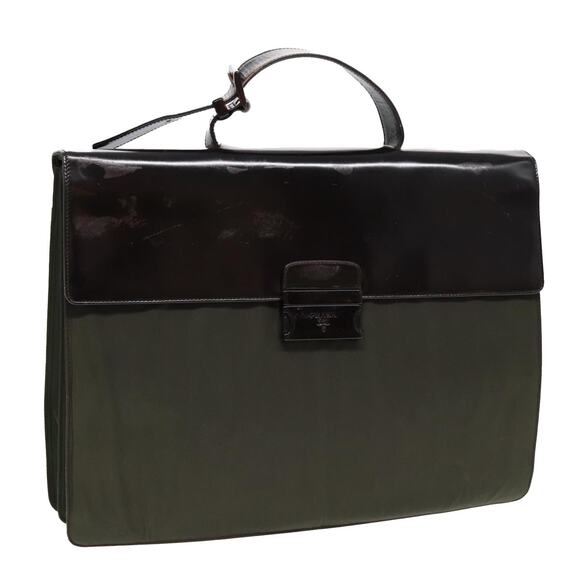 PRADA Business Bag Nylon Khaki Silver - Picture 1 of 9